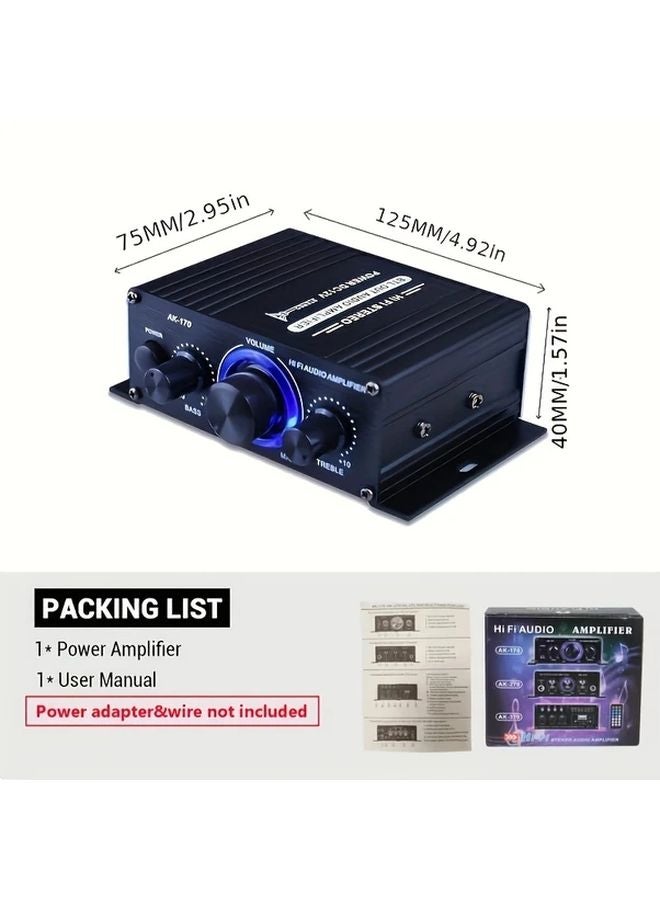 Common 2 Channel Car Audio Amplifier 400W Peak Power Bass Boost Treble Control RCA AUX Input Noise Filtering - Image 2